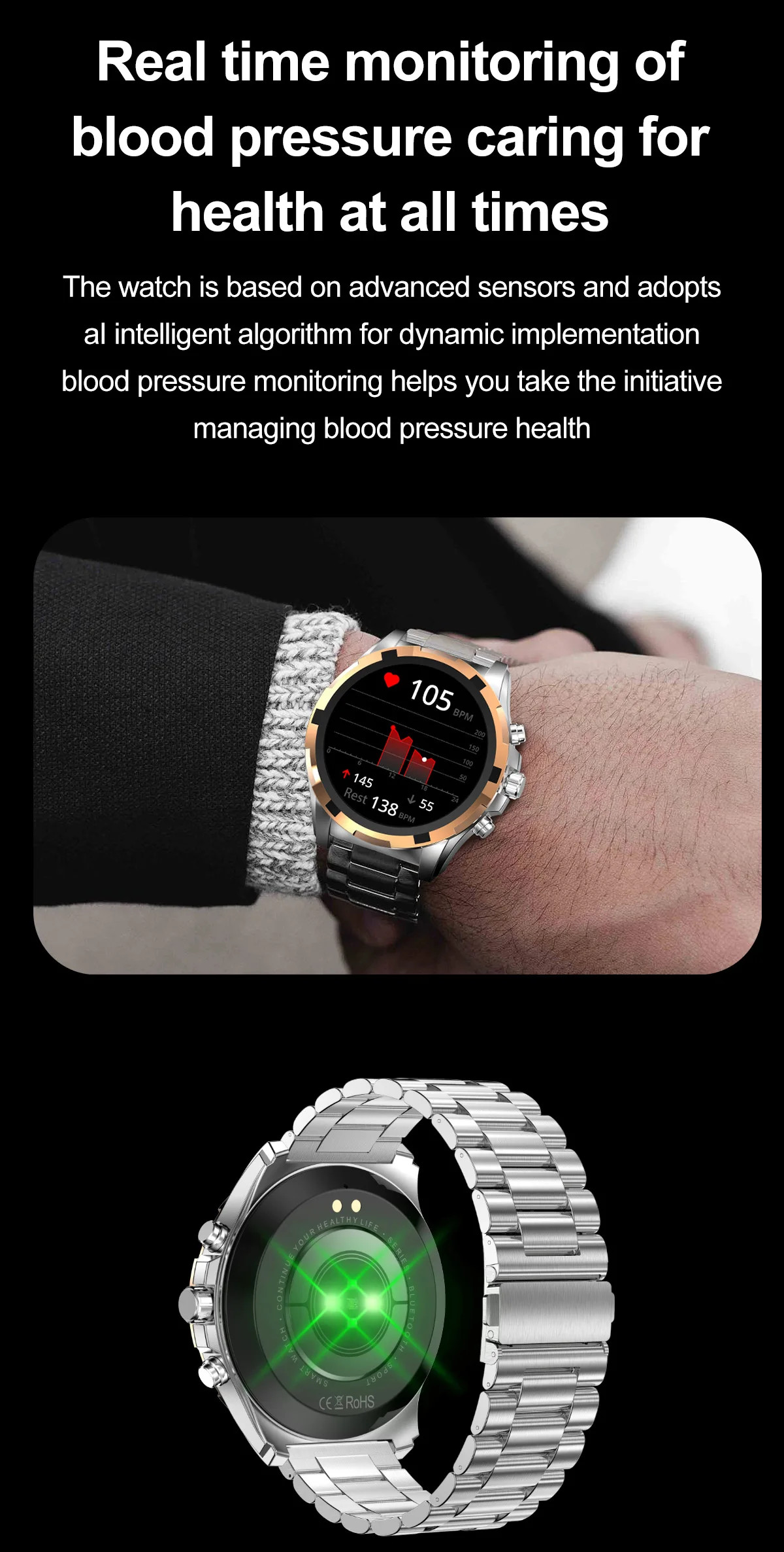 HK98 Amoled Screen Full Touch Sport Fitness Watches IP67 Waterproof Android IOS Watch For Men