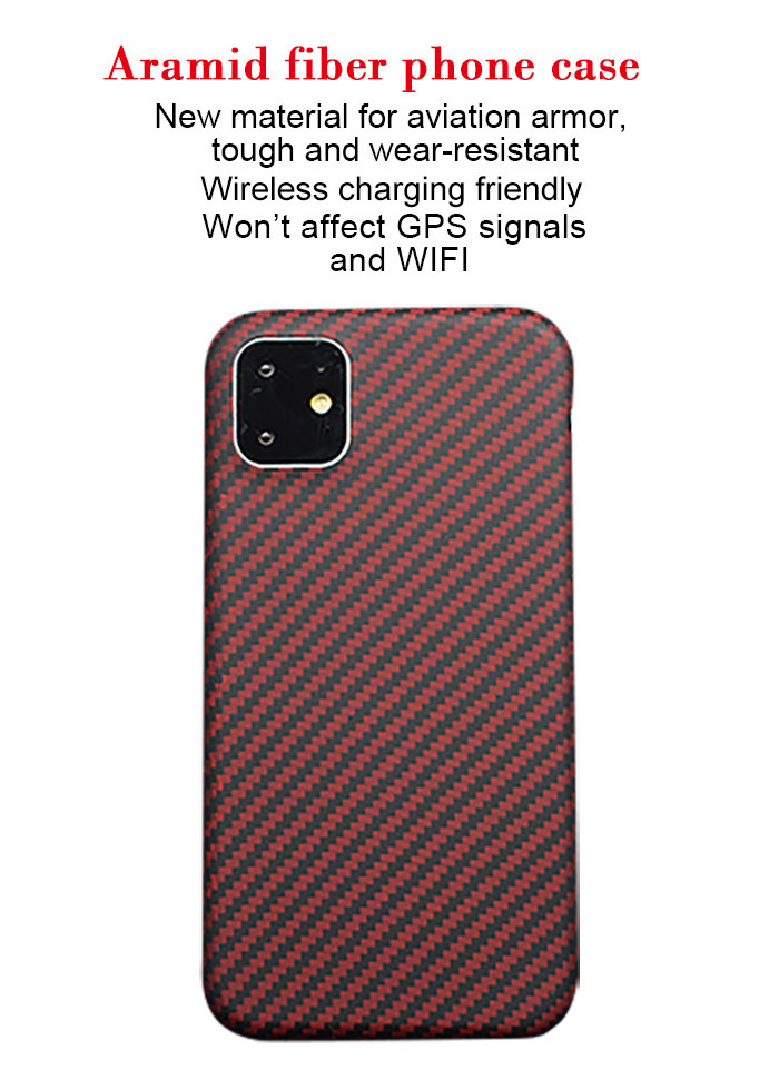 Red And Black Color Dustproof Real Aramid Fiber Kevlar iPhone 12 Case