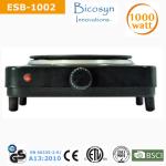1000 Watt Single Buffet Burner Electric Hot Plate, Black, UL, Camping,School
