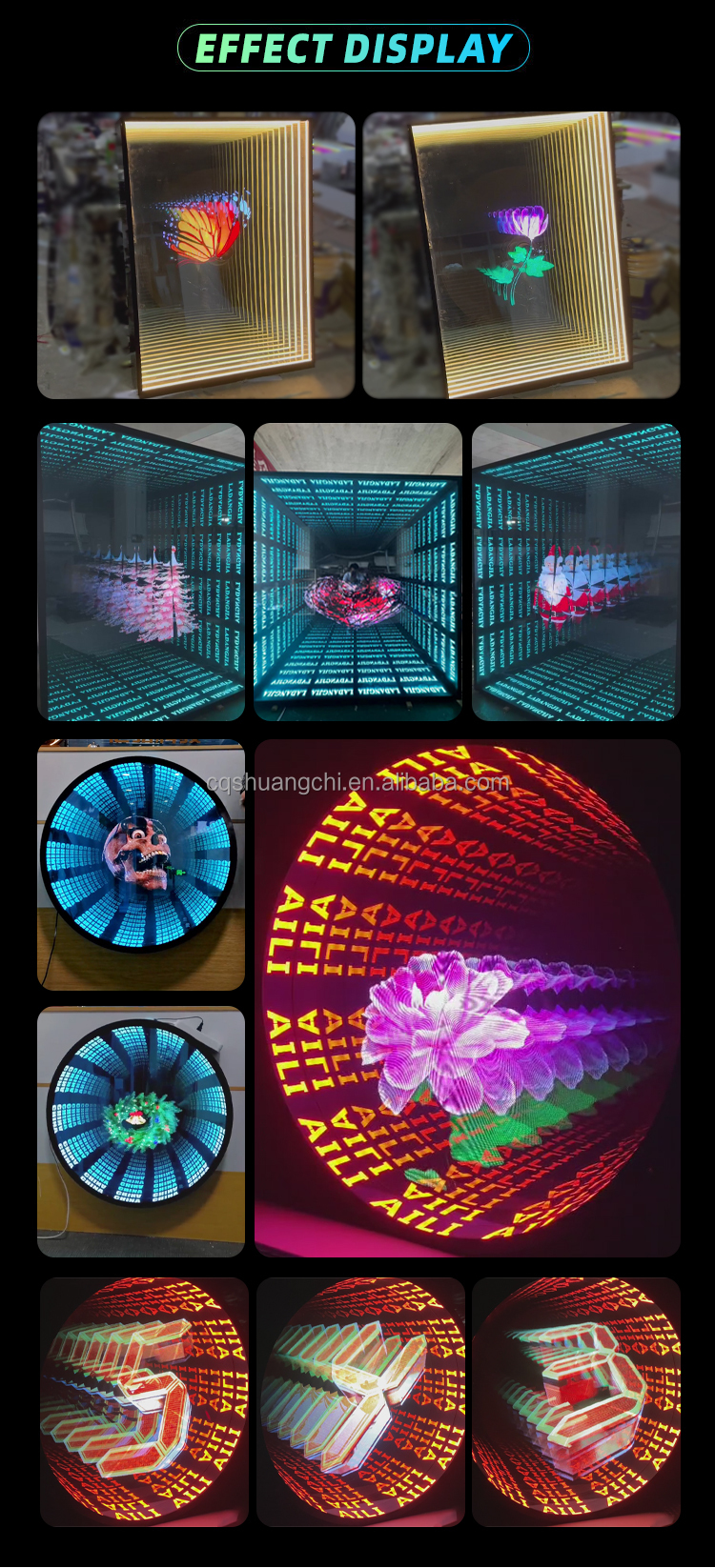 Buildings Application 12V Hologram 3D Projector Mirror Acrylic Advertising Light Boxes