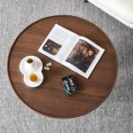 Central Oak Veneer Coffee Table Wood Top Marble Finish For Living Room