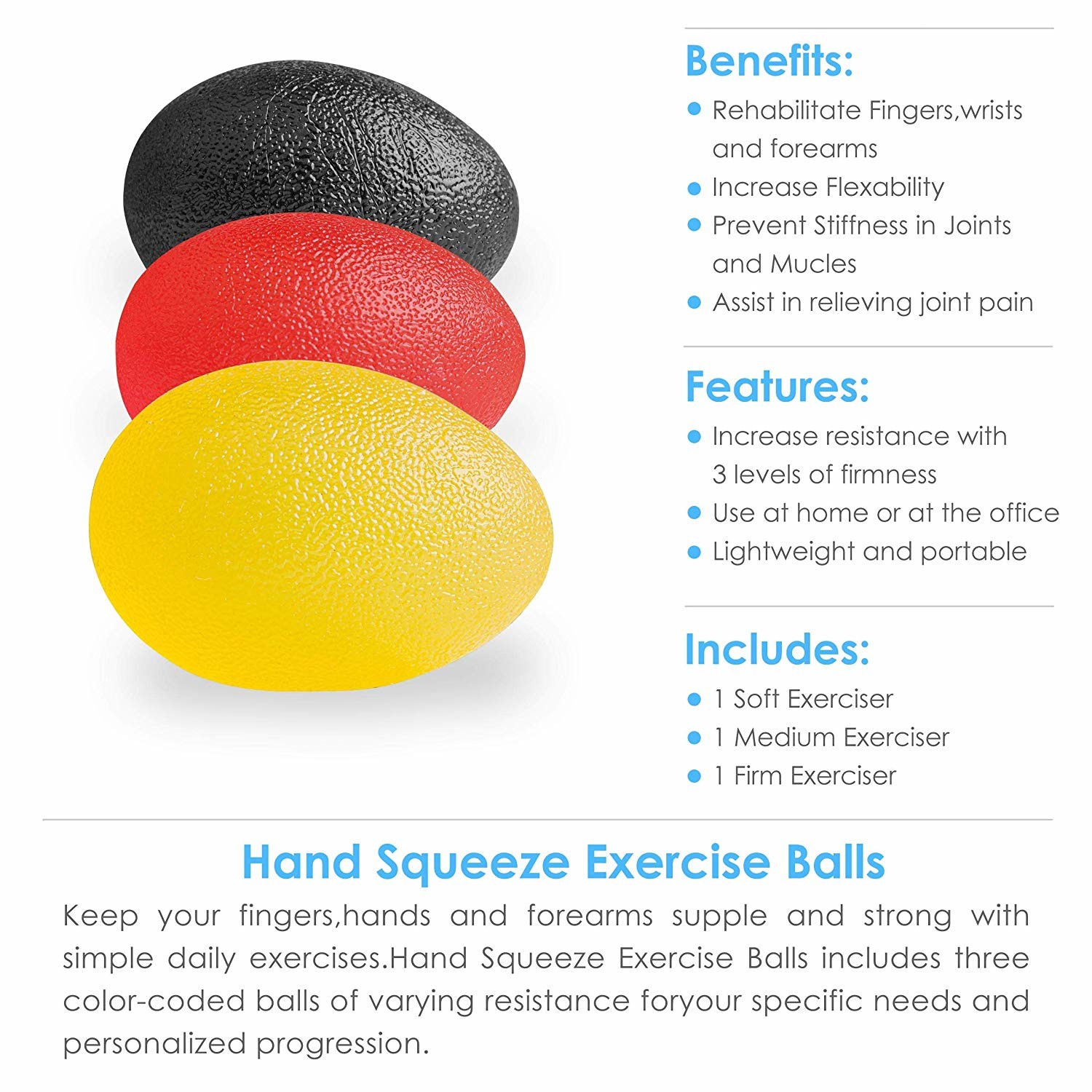 Silicone Strengthener Stress Ball Trainer Hand Grip For Adults Kids