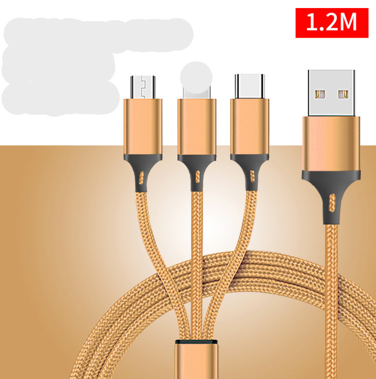 Nylon 3 In 1 Braided Charging Cable 3ft 6ft 10ft Micro Usb 3.0 8 pin Phone Cable