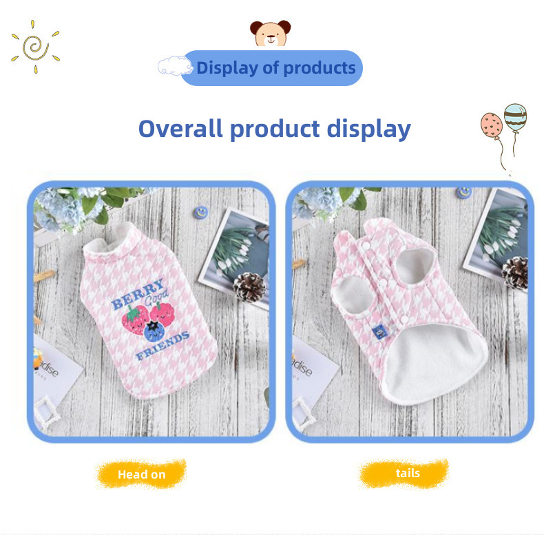 Thick Warm Wearing Dog Clothes Cute Clothing Dog Temperament Cherry Vest Pet Apparel