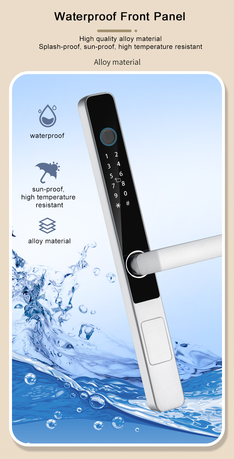 Qleung S608 Waterproof TTlock Tuya Smart Key Digital Locks Fingerprint Aluminum Electric Sliding Glass Door Smart Home Door Lock