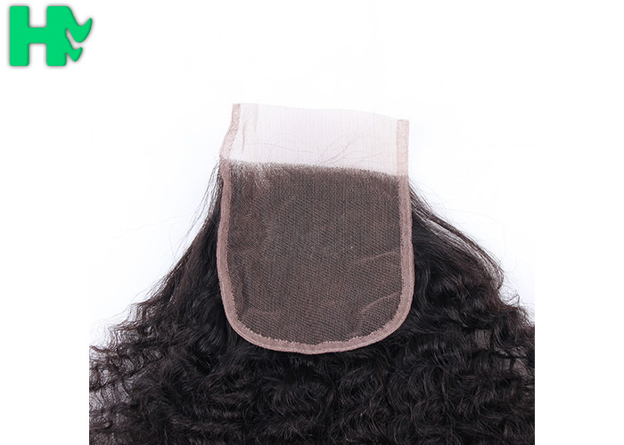 Comfortable Soft Silk Base Brazillian Human Hair Closure Kinky Curly Style