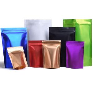 Wholesale Colorful Metallic Foil Stand Up Zipper Bag Glossy Matte Zipper Pouch Packaging Bags from china suppliers
