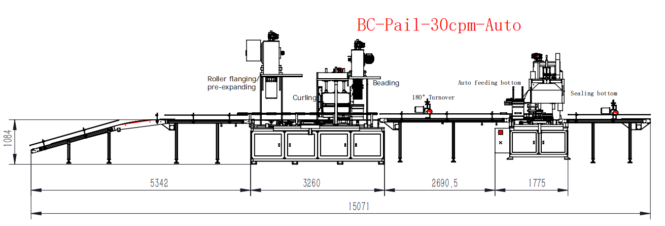 UN 18Liter Pail Making Machine 30cpm Automatic Expanding Flaning Sealing Combination