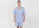 Polycotton Yarn Dyed Mens Striped Pajamas / Mens Summer Pajamas Shorts