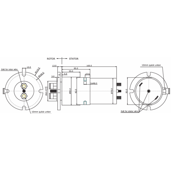 IP54 Protected Flexibly Customizable Gas Fluid Integrated Slip Ring with 50 Million Revolutions Lifetime