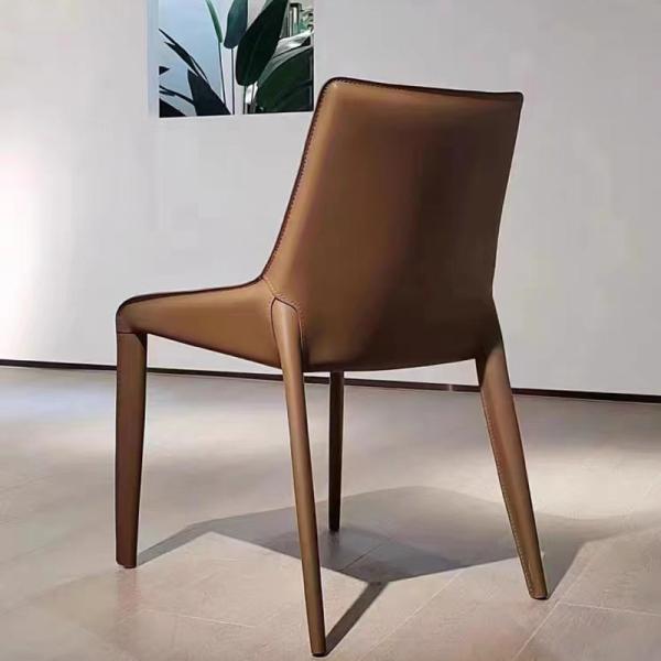 Elegant Metal Base Dining Chairs Saddle Leather Dining Room Chair Handcrafted