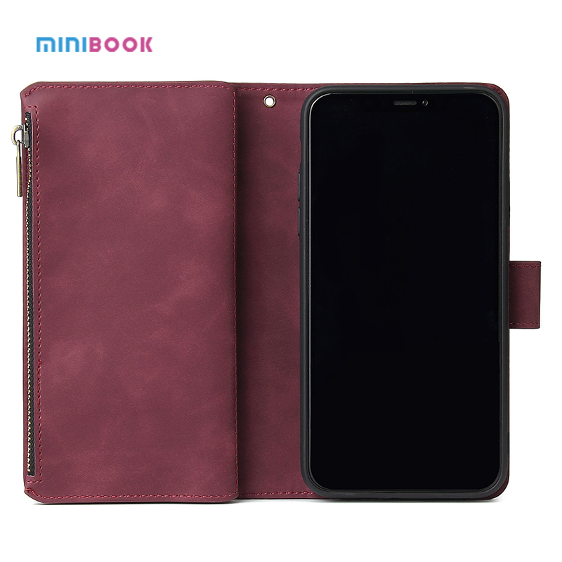 Genuine Leather Wallet Stand Phone Case For iPhone Xs Max With Credit Card Holder 15*0.8*7.5cm