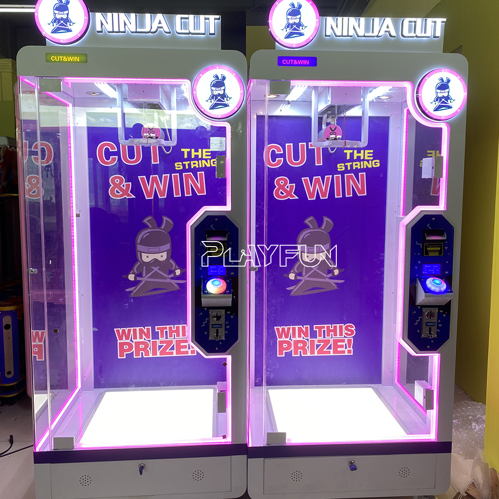 Playfun Ninja Coin Operated Arcade Cutting Gift Scissor Machine Cut & 2 Win Prize Machine Cut Arcades Games
