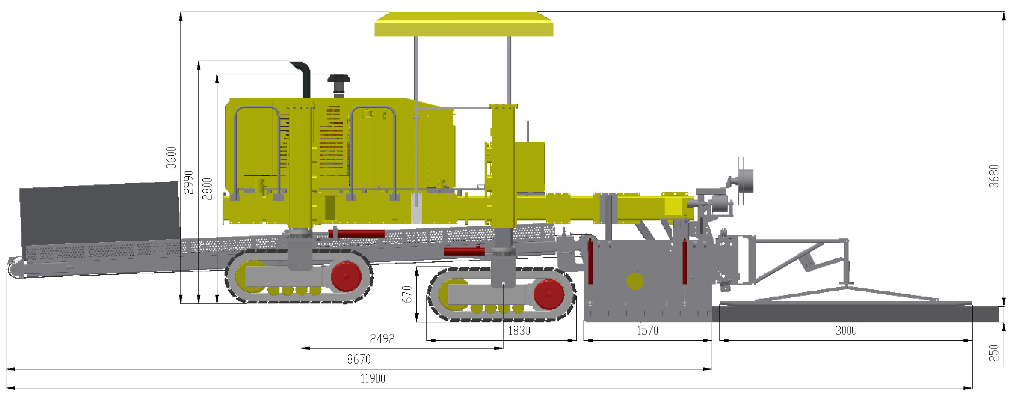 High Pressure Slipform Machine For Rural Road And Shoulder Less Road