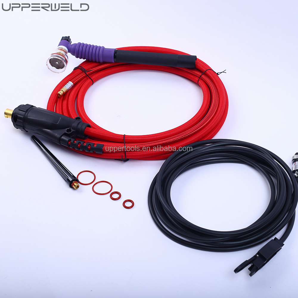 Cutting Industry Red and Black WT125F TIG Welding Torches with Glass Cup Performance