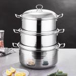 Multifunction Large Capacity Kitchen Cookware Pot 3 Pieces Stainless Steel Ollas