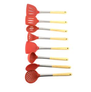 Wholesale Acacia Wooden Handle Kitchen Spatula Spoon Set 8 Pieces Non Stick Strainer from china suppliers