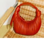 35cm 29cm Dumpling Shoulder Bag Red Wrinkled Leather Bag