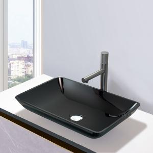 Wholesale High Glossy Bathroom Wash Basins Black Crystal Stone Glass Vessel Sinks from china suppliers
