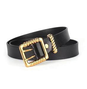 Wholesale 2.8cm Women's Fashion Leather Belts Square Double Pins Buckle Metal Loop from china suppliers