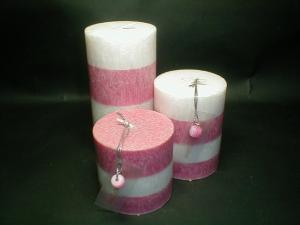 Wholesale 100% palm wax  2 color tones scented pillar candle with pearl and printing fragrance card from china suppliers