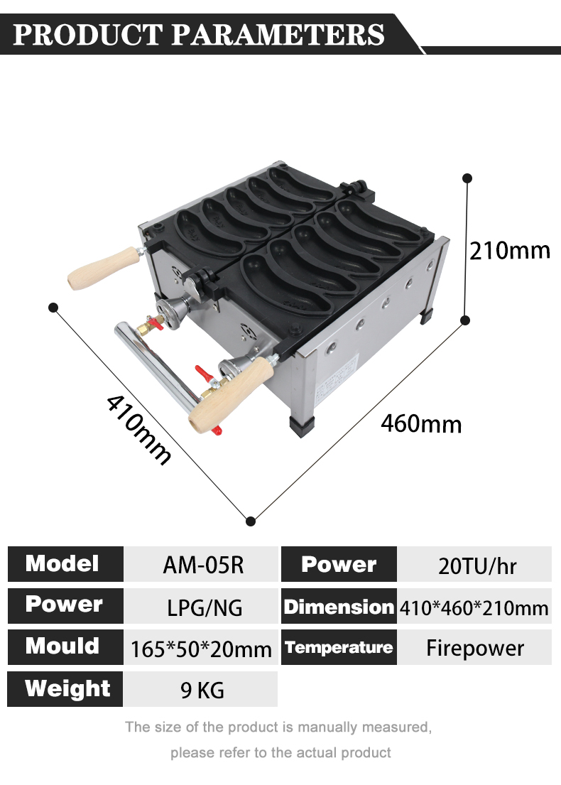 Powerful 1800W Gas Waffle Maker with Custom Mould Shape Design Professional
