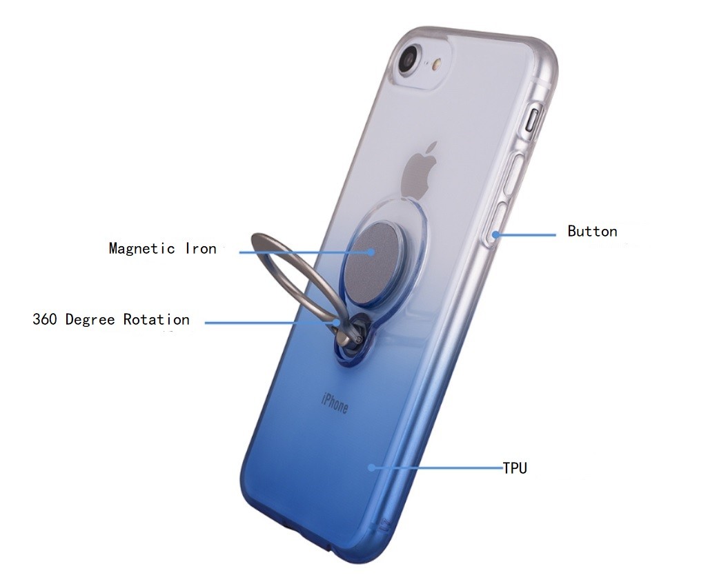 Color Gradient Ring Magnetic Car Mount Holder Soft TPU Case Back Cover For Oppo F5/A73/A79 R11S plus A5/A3S FIND X A71