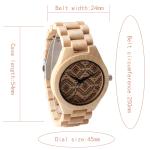 Handcrafted Wrist Wooden Quartz Movement Watch Custom Logo High Durability For