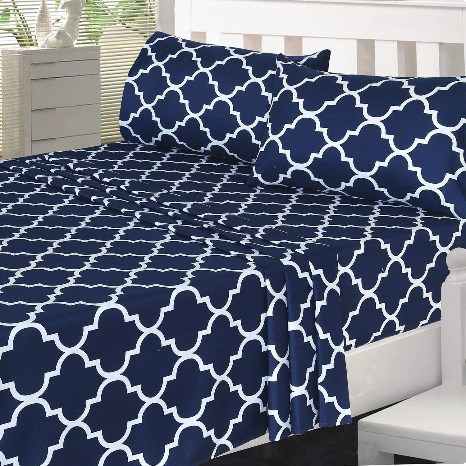All-Season 4pcs Brushed Printing Microfiber Sheet Set with 133 * 60 Fabric Density