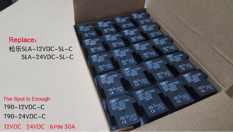 JQX-15F(T90) Coil Relay 12VDC 30A 250VAC 30VDC 6 pin 1NO 1NC SLA-12VDC-SL-C PCB Type