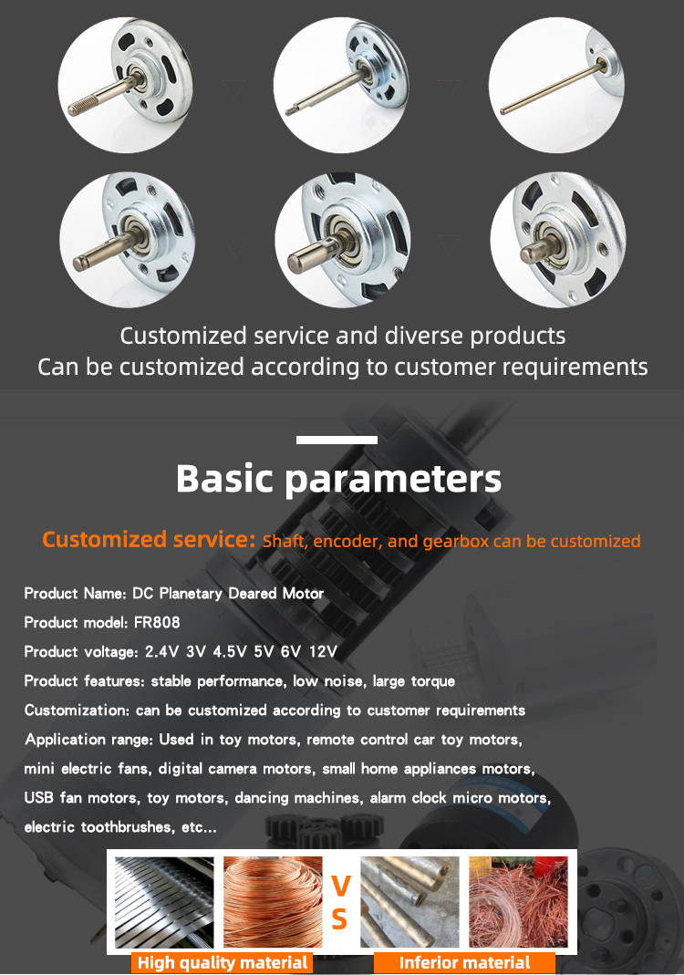Low Rpm Dc Planetary Gear Motor 36mm 12v 24v Black High Torque