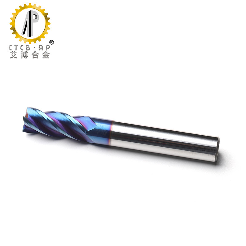 CNC 0.4 Grain Carbide Square End Mills With Nano Blue Coating
