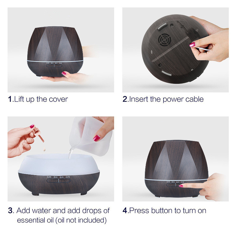 Wood Grain 14W 24V 650mA 550Ml Aroma Diffuser Humidifier