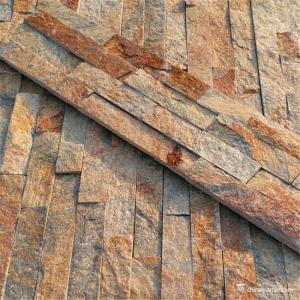 Wholesale Natural stone Gold Sunset Quartzite Cultured Stone WSQ-009 6×24 (150×600mm)6×22 (150×550mm) from china suppliers