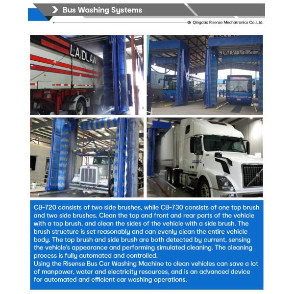 Risense Full Automatic Brush Wash Rollover Type Truck Washer Bus Wash System for Sale 24000*5114mm 250l/bus 25ml/bus 8.86kw