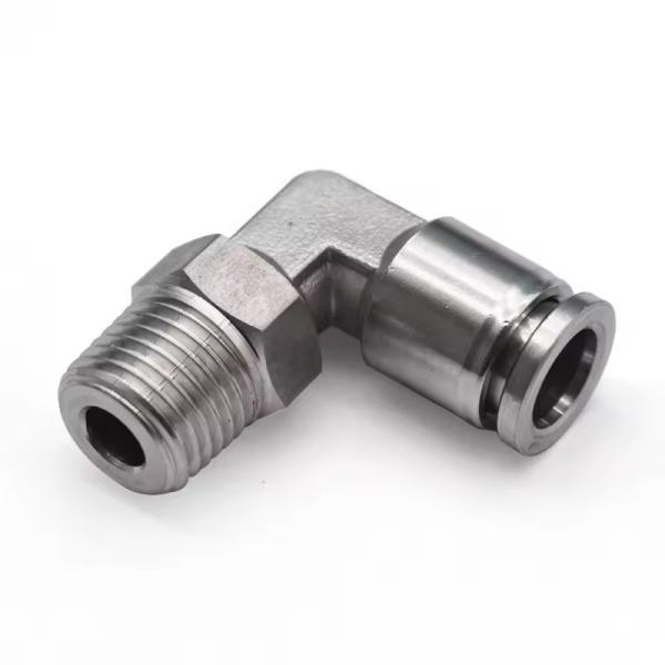 Stainless Steel Male Push-In Elbow 1/4'' BSPT Swivel Male X 10mm Pipe OD Elbow