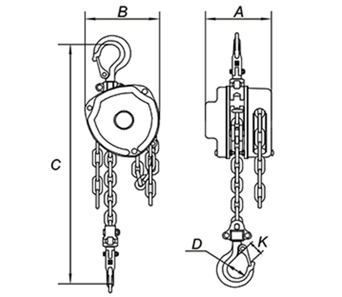 HSC -3A Chain Pulley Block Small Safety Factor 3T 27KG Manual Lifting Chain Hoist