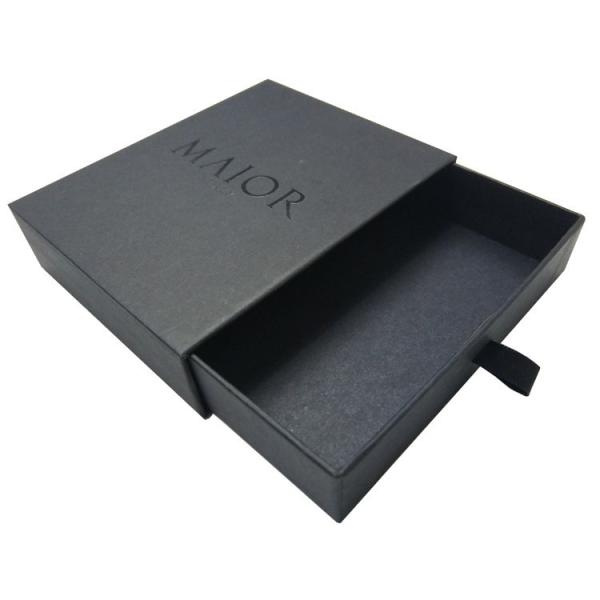 Jewelry Pull Out Box Packaging Black Paper Box With Drawers And Gold Stamping