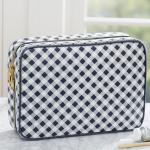 Laminated Cotton Cosmetic Toiletry Bag , Zipper Closure Travel Organizer Bag
