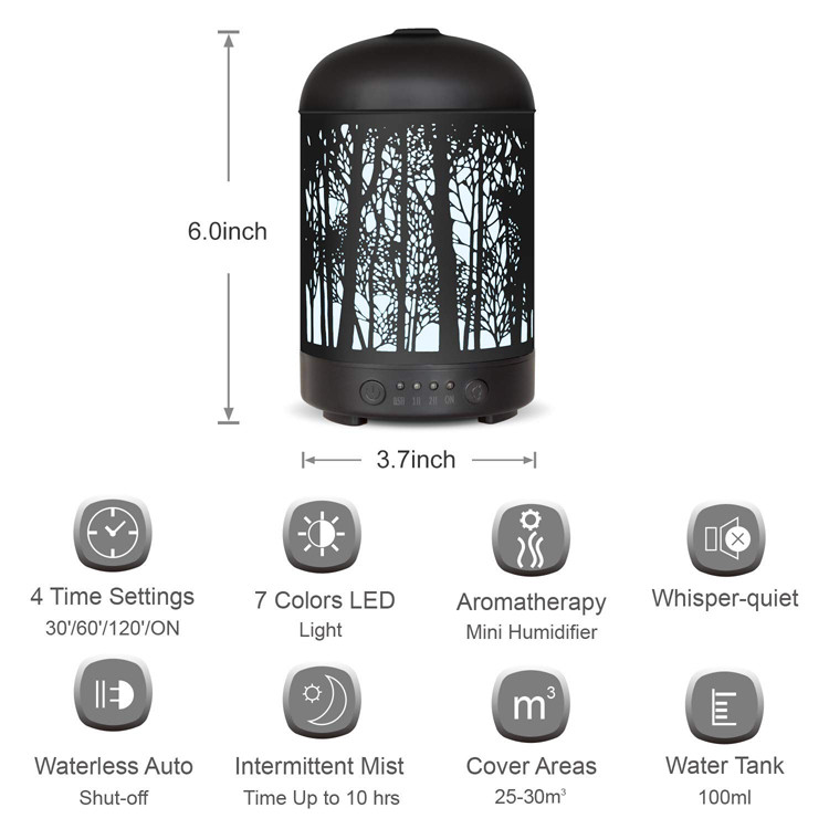 7 Color Changing 100ml Metal Aroma Diffuser For Home