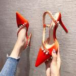 YTH003 Customized Women'S Shoes Autumn New Sexy Word With Satin Rhinestones