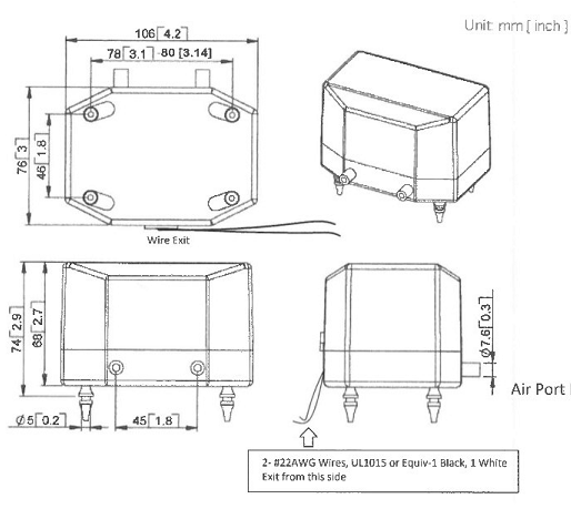 Low Pressure Electromagnetic Air Pump With Duckbill Valves 10W 50Hz / 60Hz