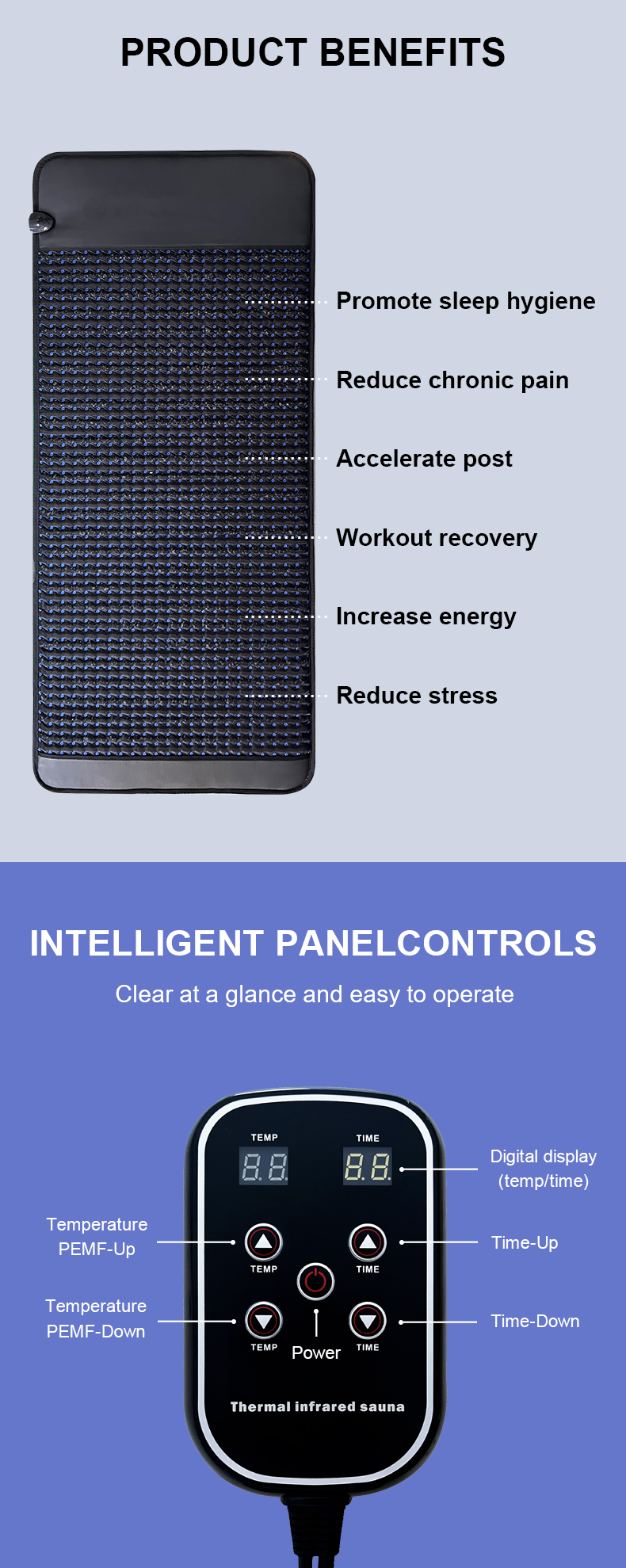 Crystal Jade Far Infrared Heating Mat PEMF Pad For Pain Relief 110V-240V