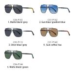 Two Color Metal Frame Sunglasses Large UV400 Protection Anti Glare