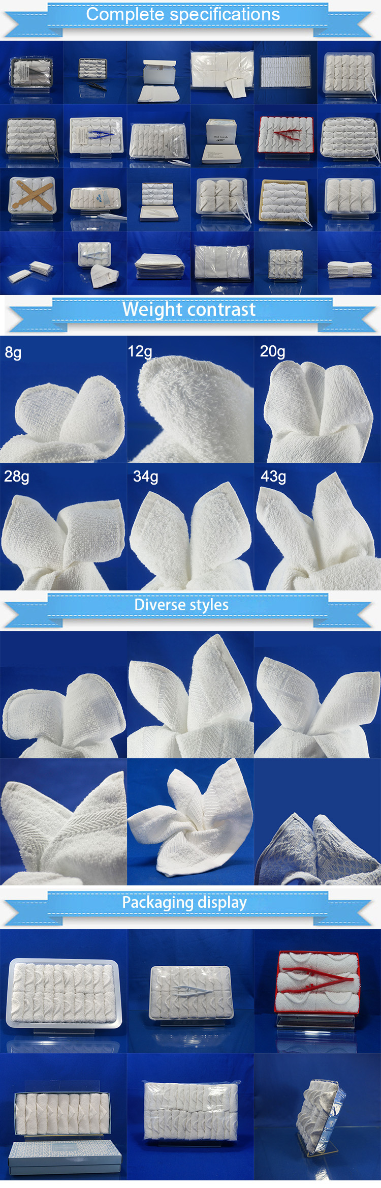 100% Cotton Hot Disposable Cold Facial Airline Towel