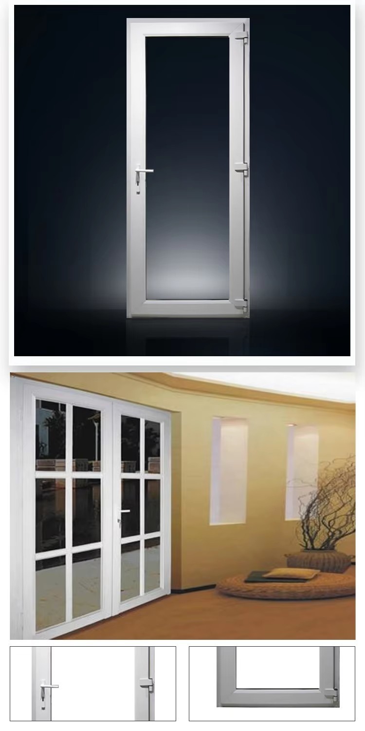 Swing Opening PVC Glass Entry Door Double Triple Glazed Casement Glass Door