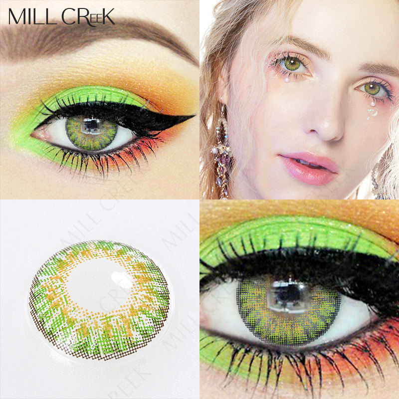 KSSEYE Prescription One Month Color Contact Lenses Lime Green Emerald Green