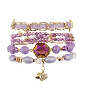 Wholesale Hippie Surfer Festival Handmade Jewelry Set Boho Braided Romantic Purple Color from china suppliers