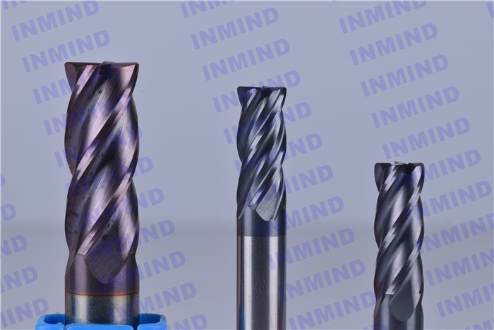 HRC55 4 Flute End Mil Corner Radius Cutter With 0.6 um Grain Size SiN Coating