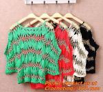 Women Hand Crocheted Batwing Sleeve Sweater, Cover up, pull over, Garment with